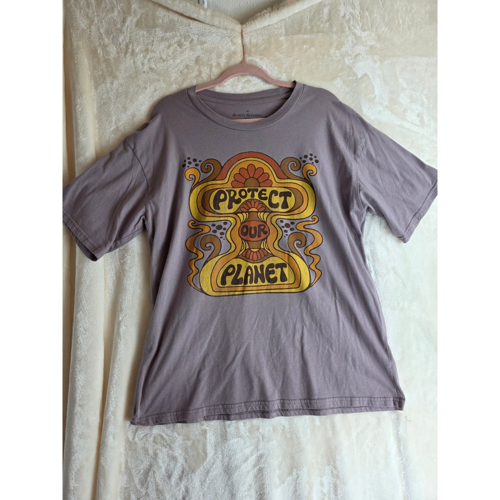 Desert Dreamer‎ Protect Our Planet Graphic T Shirt XXL Purple Cotton Blend